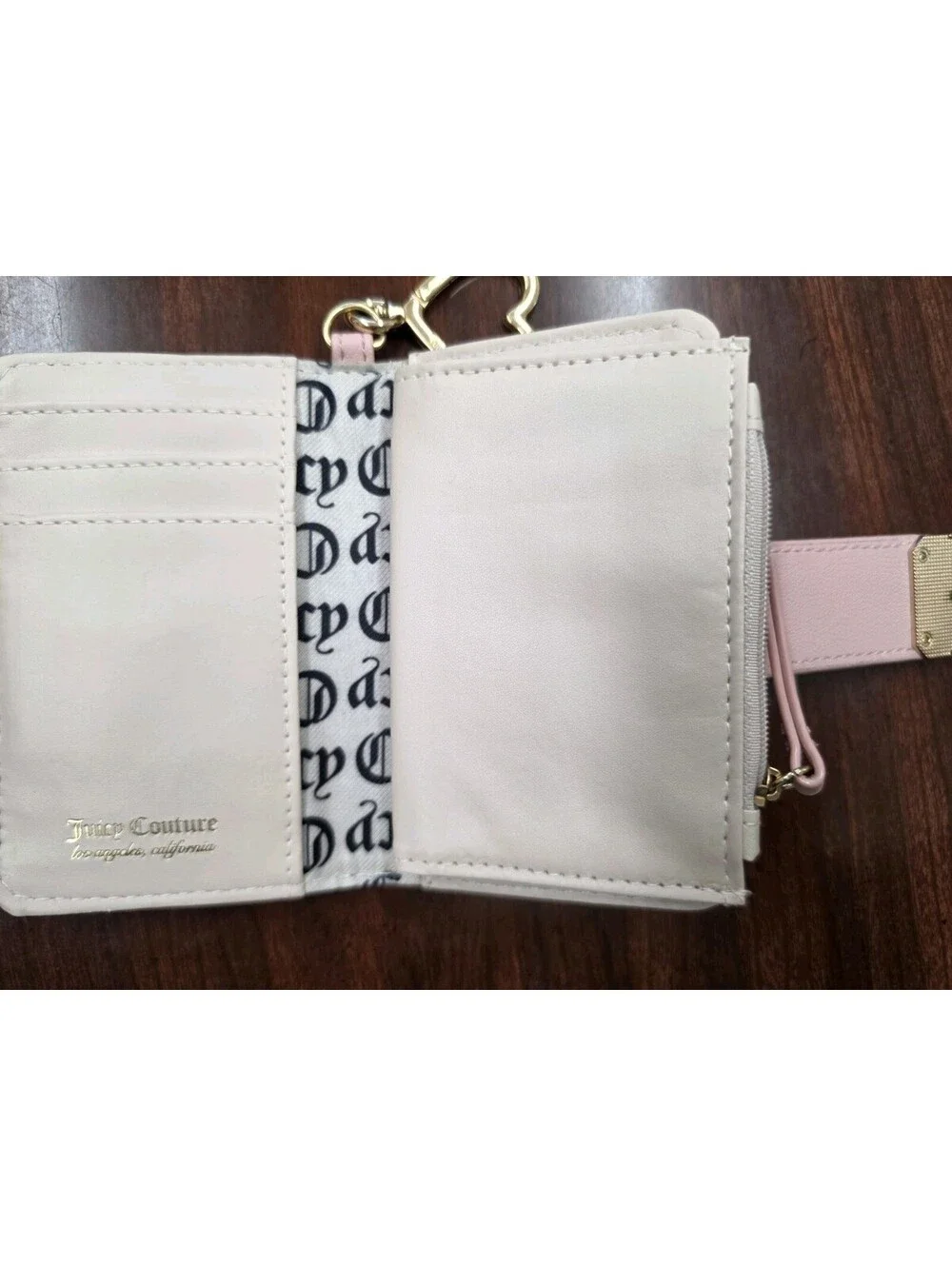 Juicy Couture Pink Lemonade Checkerboard Tab Card Wallet Heart Clasp Keyring Y2K